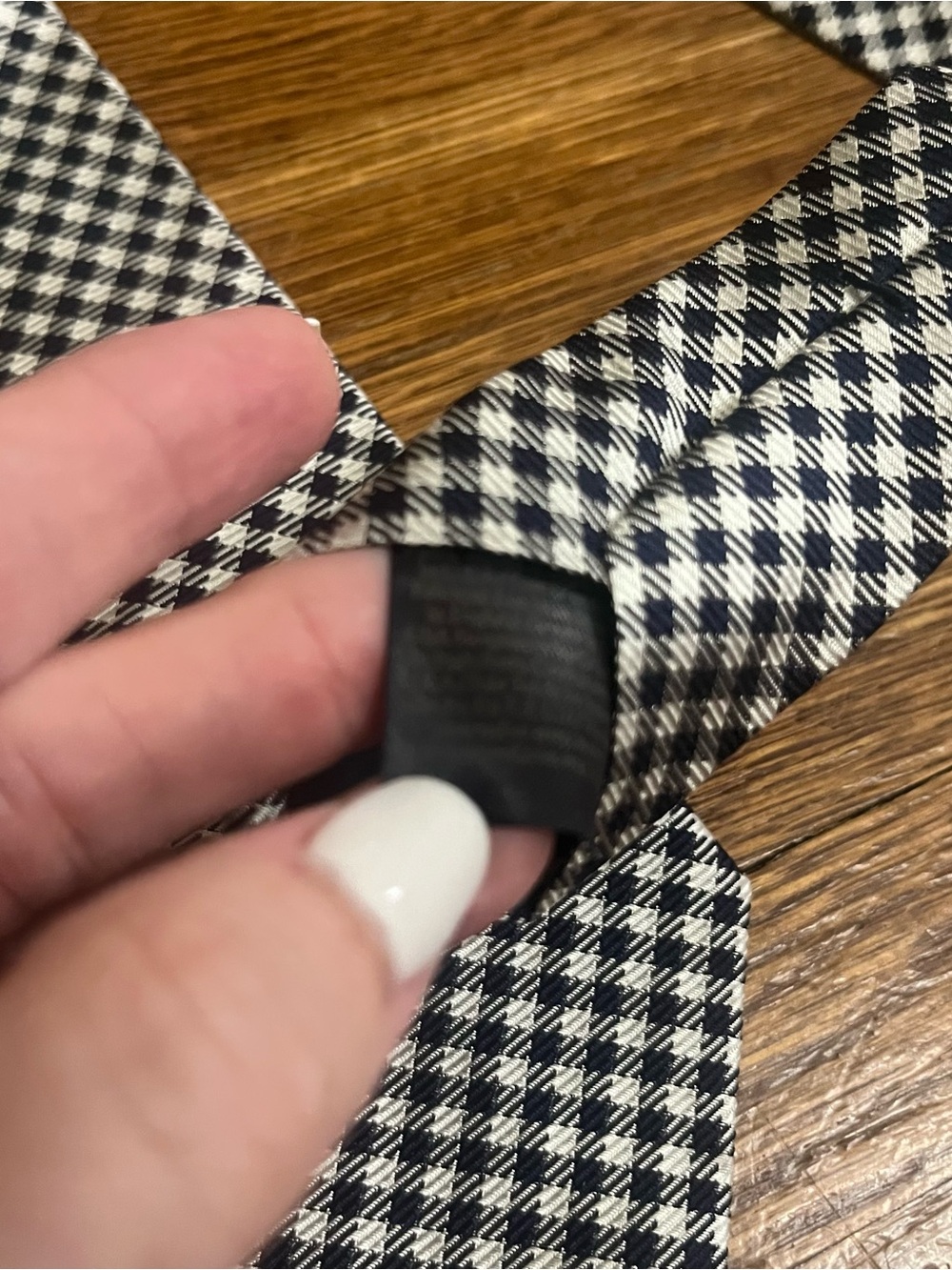 Brooks Brothers silk neck tie men’s micro houndstooth black white preppy - Picture 5 of 5